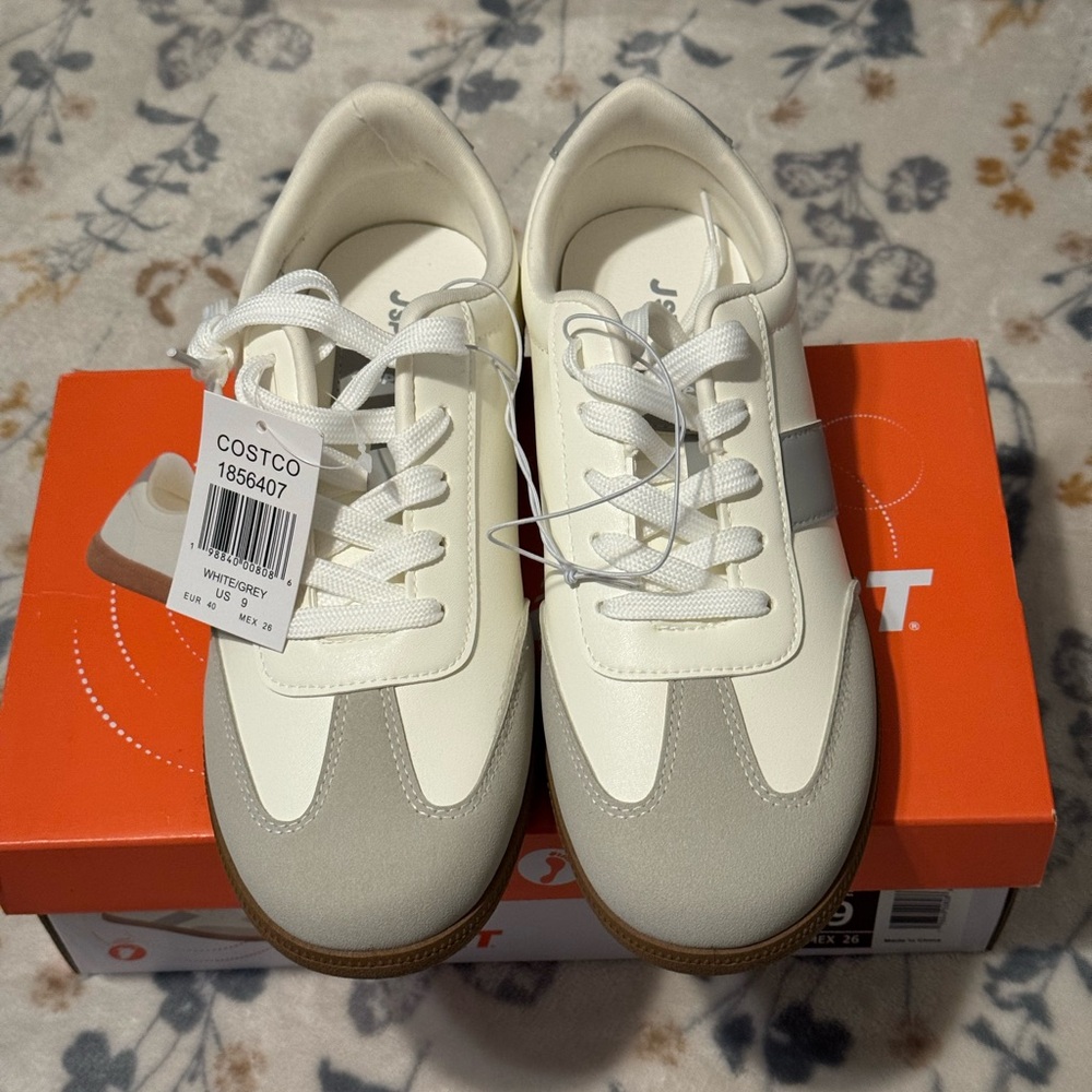 Women's White and Gray Sneakers